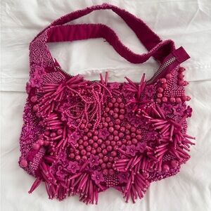 Pink Beaded Shoulder Bag